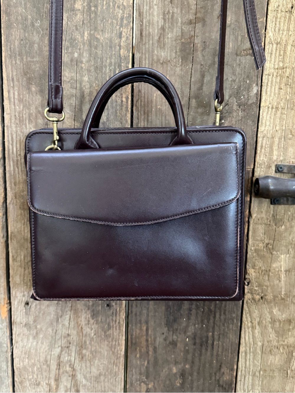 Franklin Covey Leather Planner Zipper Tote Bag Crossbody Cherry Brown